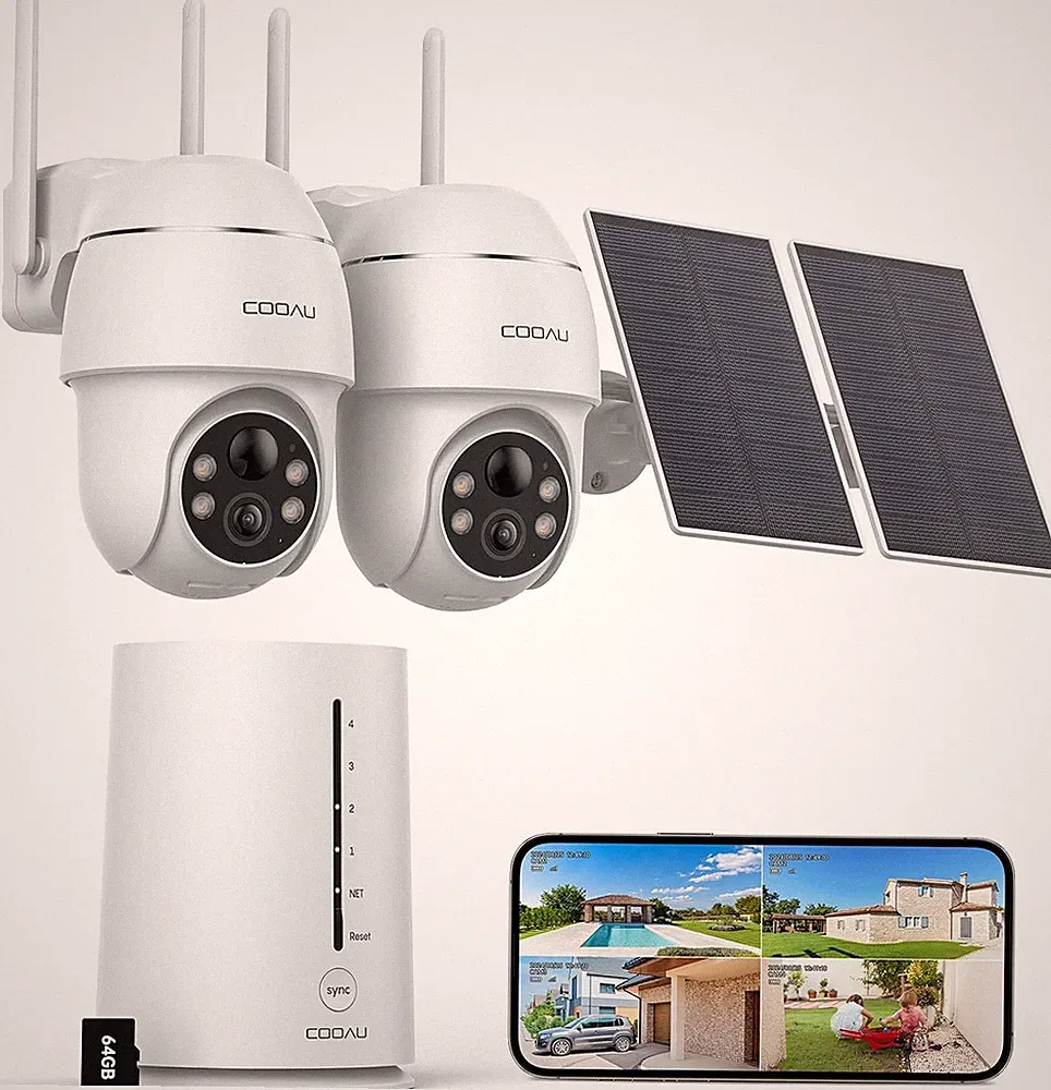 4MP Überwachungskamera Aussen Solar Set - 365 Tage mit Solarpanel, 360 Grad