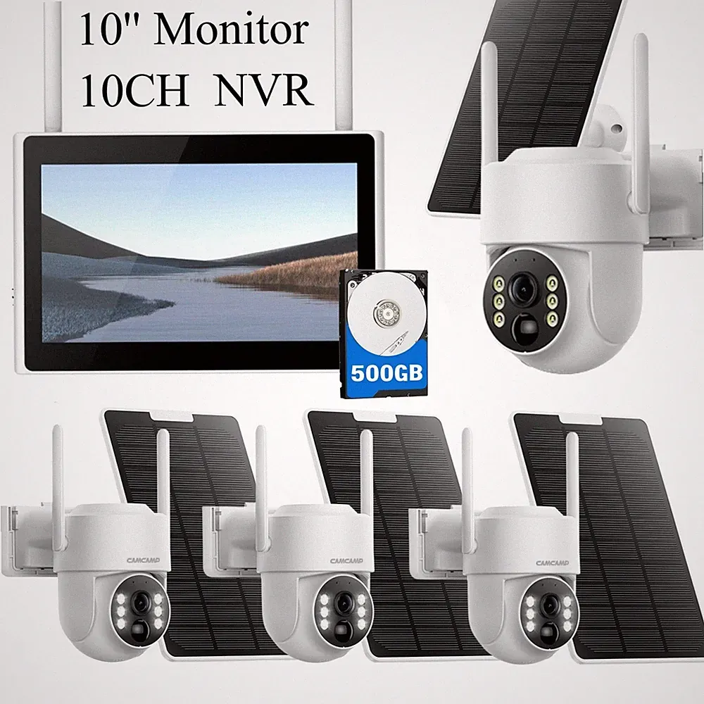 4MP Überwachungskamera Außen Wlan 10" Farbnachtsicht Solar Plug and Play Kamera