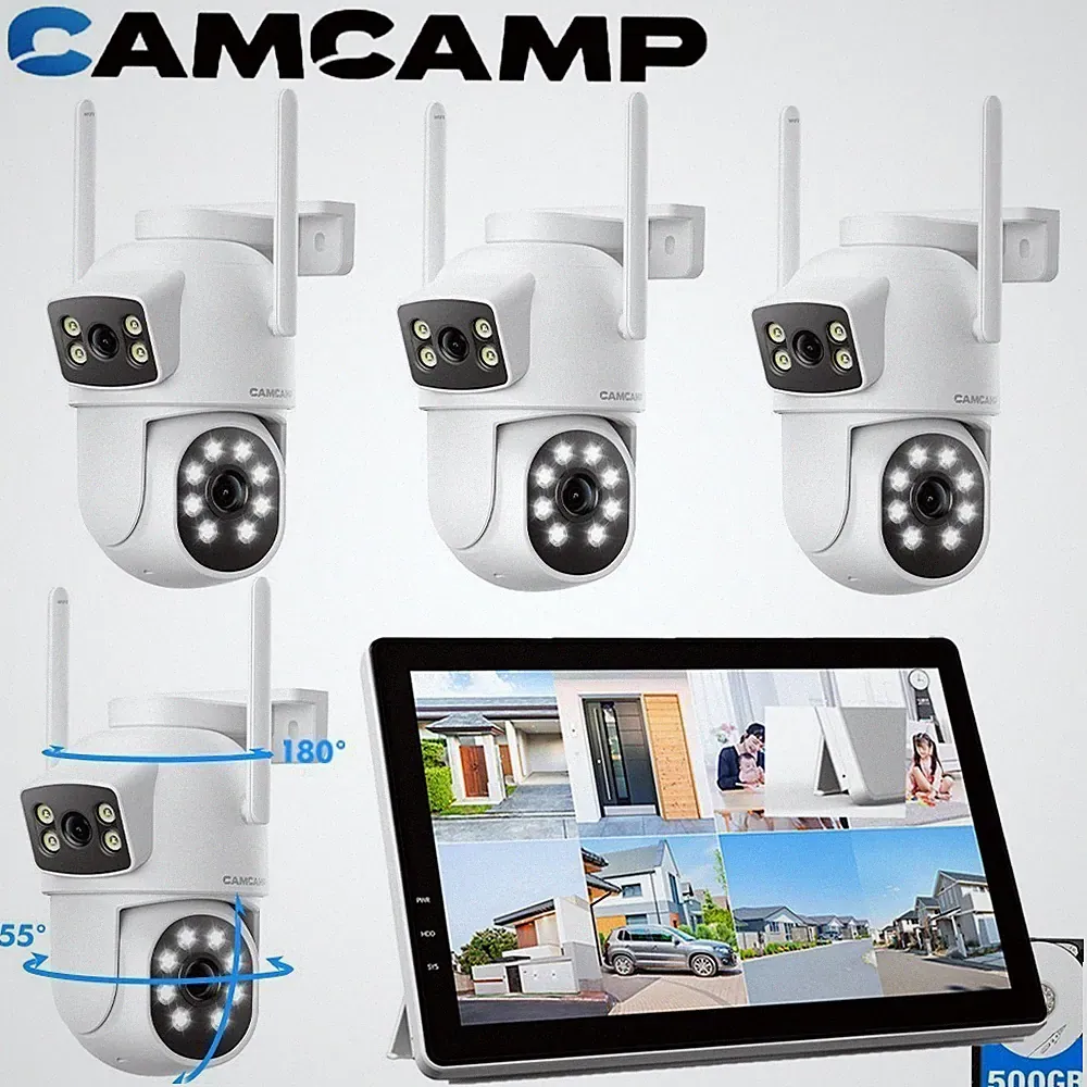 4MP Überwachungskamera Set Aussen WLAN Kamera Outdoor 2-Wege-Audio mit Monitor