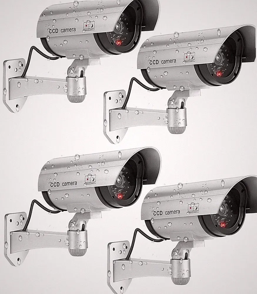 4X Dummy Überwachungskamera Außen Kamera Attrappe mit blinkender LED CCTV Camera