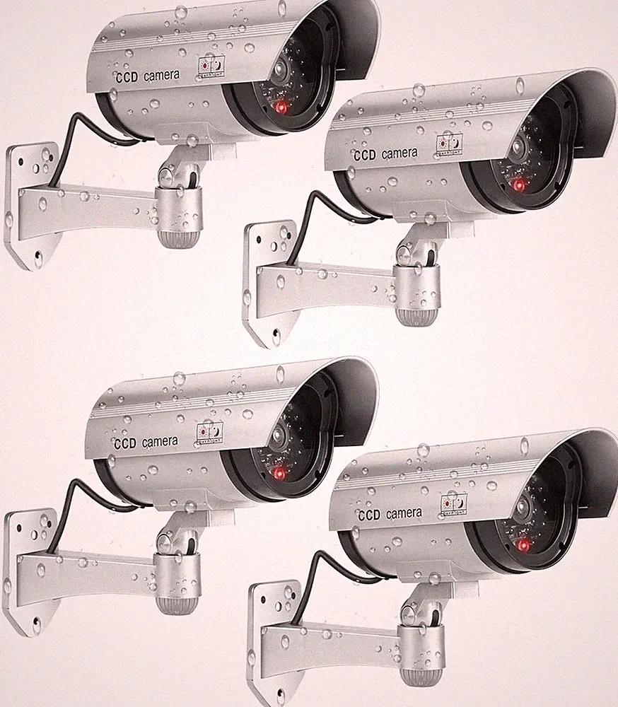 4X Dummy Überwachungskamera Außen Kamera Attrappe mit blinkender LED CCTV Camera