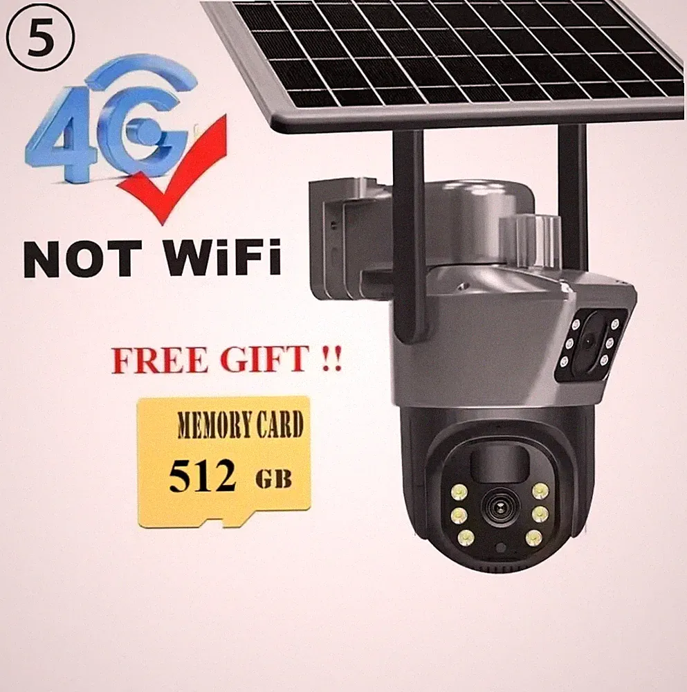 6MP 4G SIM LTE Überwachungskamera Outdoor Solar Akku CCTV mit gratis 512GB Speicher