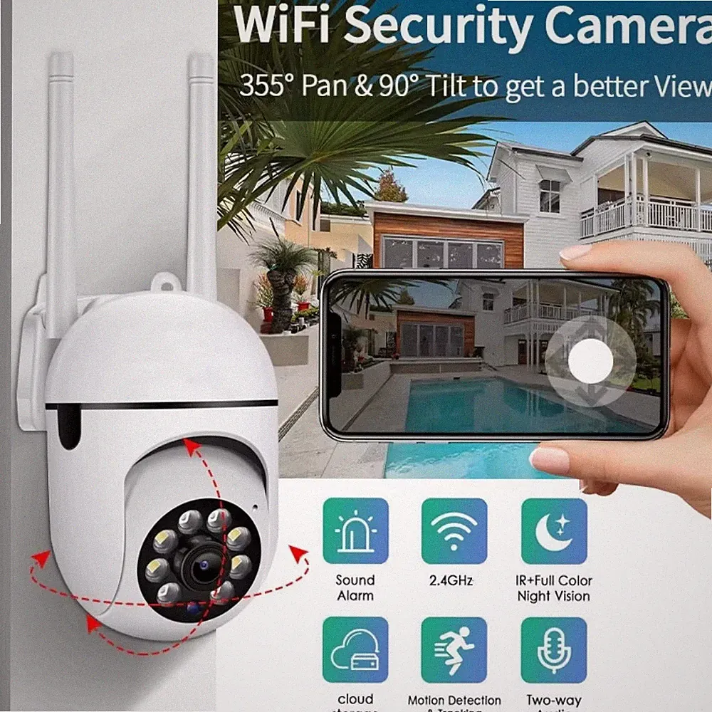 8MP Wifi Überwachungskamera Wireless Security PTZ IP Kamera Farbe Nachtsicht