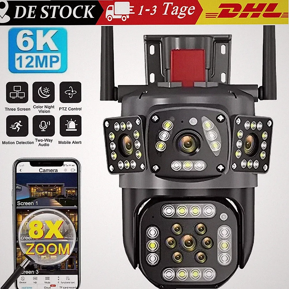 8X Zoom 6K 12MP PTZ WLAN Kamera