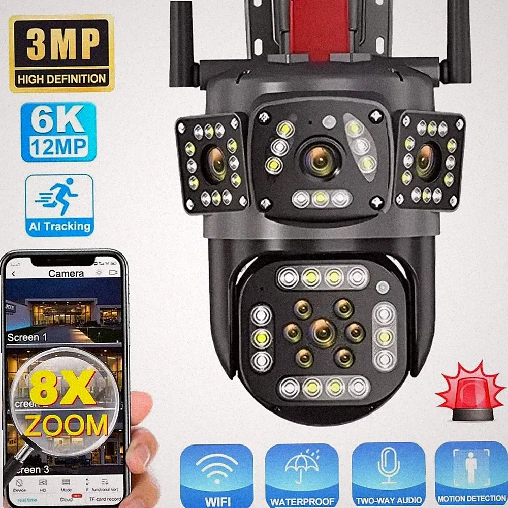 8X ZOOM Überwachungskamera 12MP 6K Aussen WLAN PTZ WiFi IP Kamera Outdoor Alert