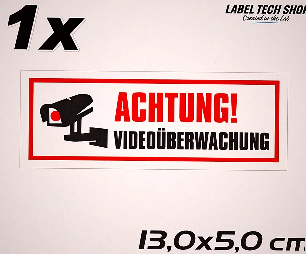 Achtung Videoüberwachung Kamera Aufkleber 13×5cm