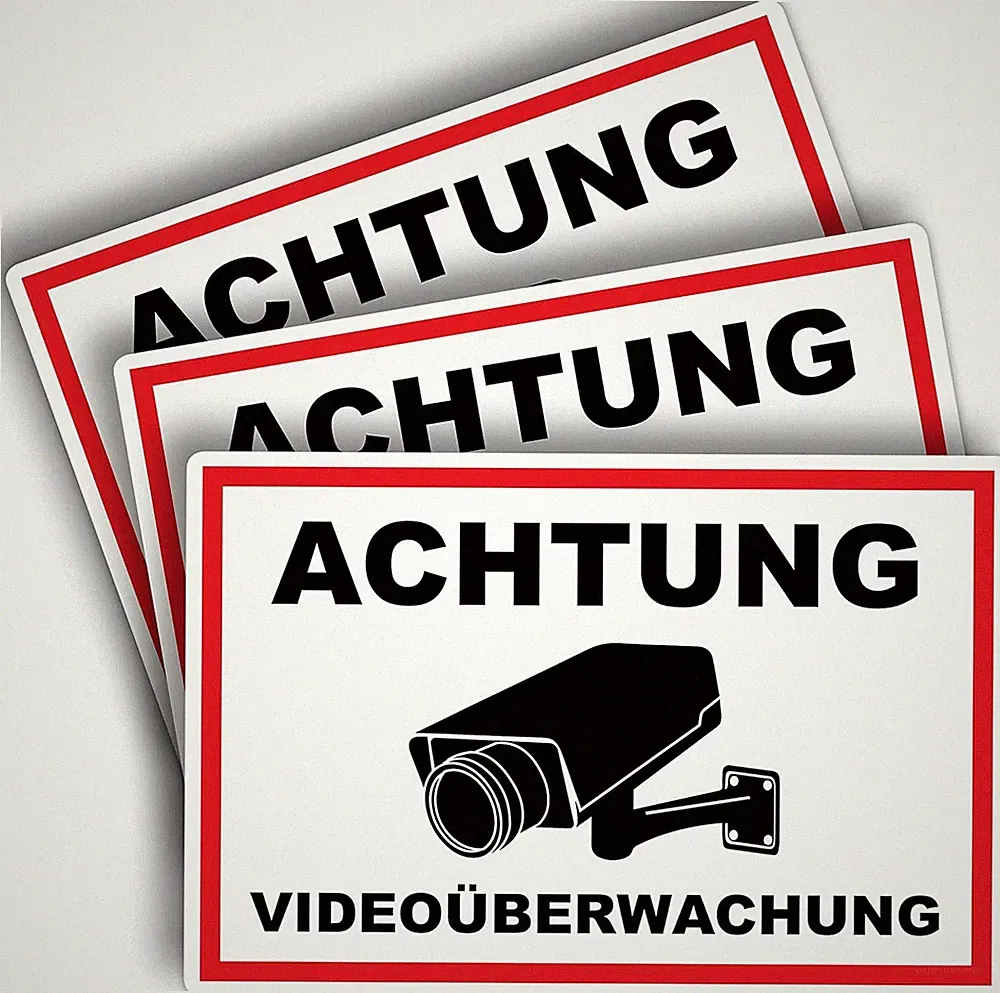 Aluminum Achtung Videoüberwachung Schild Privat Kameraüberwachung