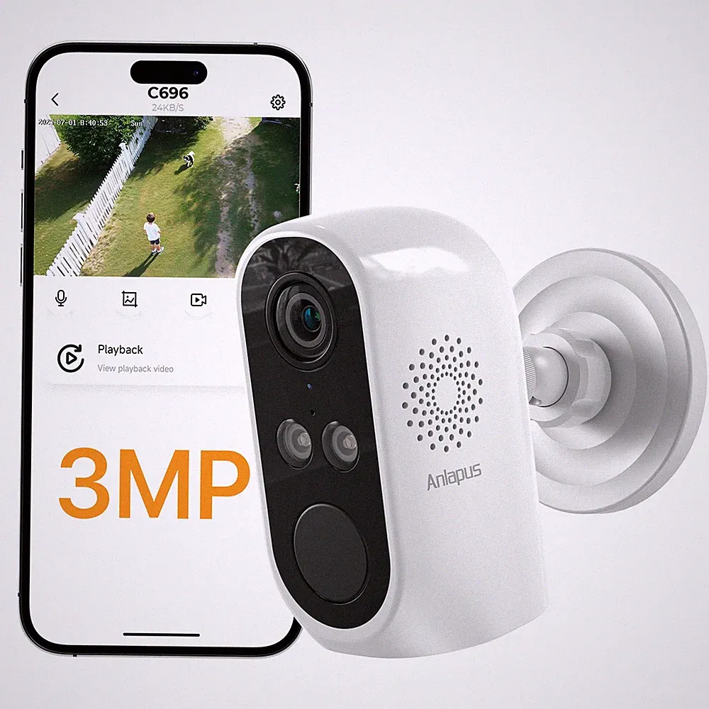 Anlapus 3MP WLAN Überwachungskamera Aussen Innen WiFi 6 & 2,4GHz Farbnachtsicht