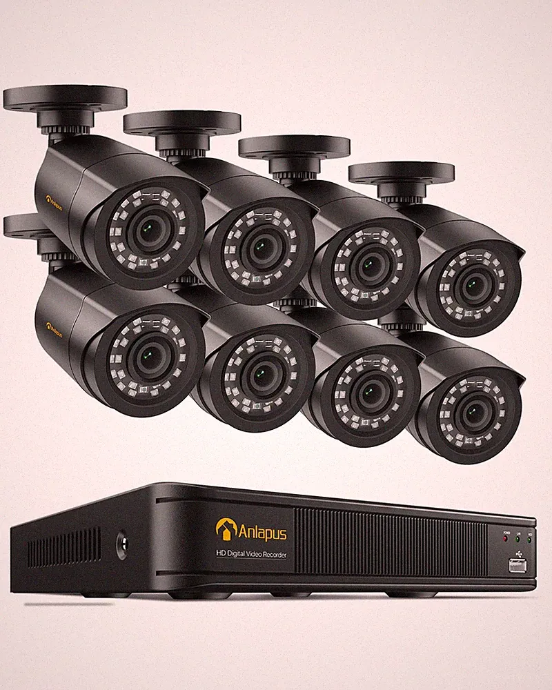 Anlapus 8CH 1080P Überwachungskamera Set Aussen mit BNC Kabel Wasserdicht IR