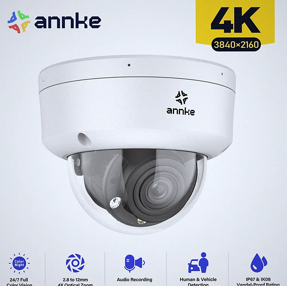 ANNKE 4K 8MP POE AI Überwachungskamera 4x Optischer Zoom Farbnachtsicht H.265+