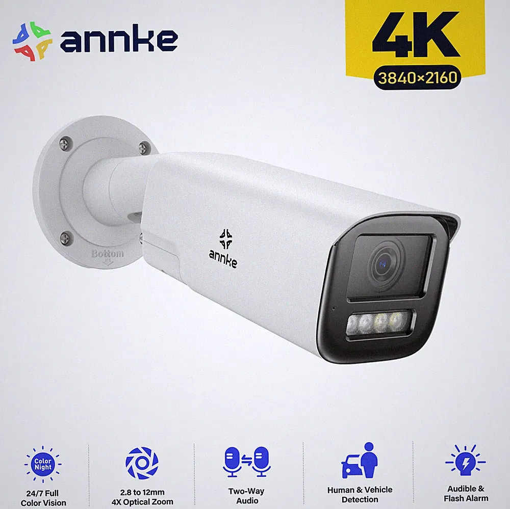 ANNKE 4K POE IP Überwachungskamera 4x Optischer Zoom 2-Wege-Audio Farbnachtsicht