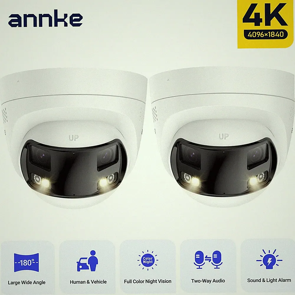 ANNKE POE 4K Überwachungskamera 2X AI kameras Farbnachtsicht 180° Panoramansicht