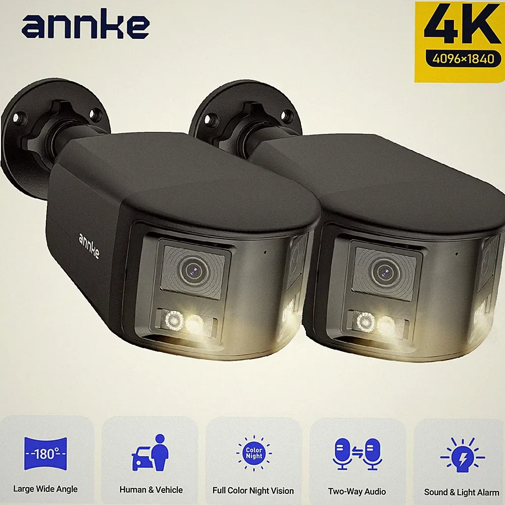 ANNKE POE 4K Überwachungskamera 2X IP kameras Farbnachtsicht 180° Dual-Objektiv