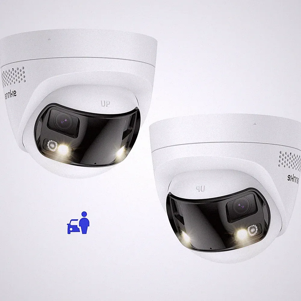 ANNKE POE 8MP Dual-Lens Überwachungskamera 180°Ultra-Weitwinkel Farbnachtsicht