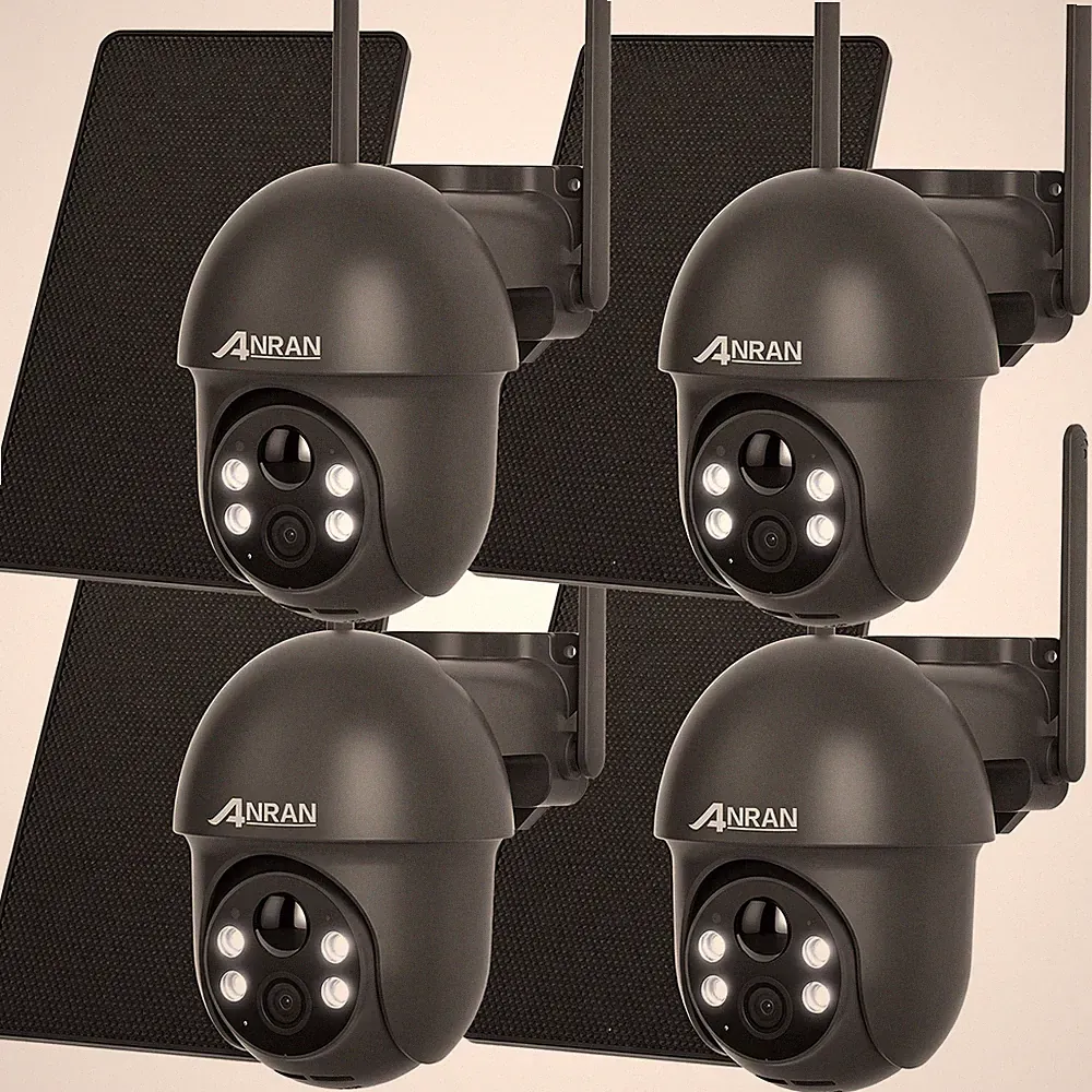 ANRAN 1920P Solar Akku Wlan Überwachungskamera Set Außen 2-Wege-Audio Nachtsicht
