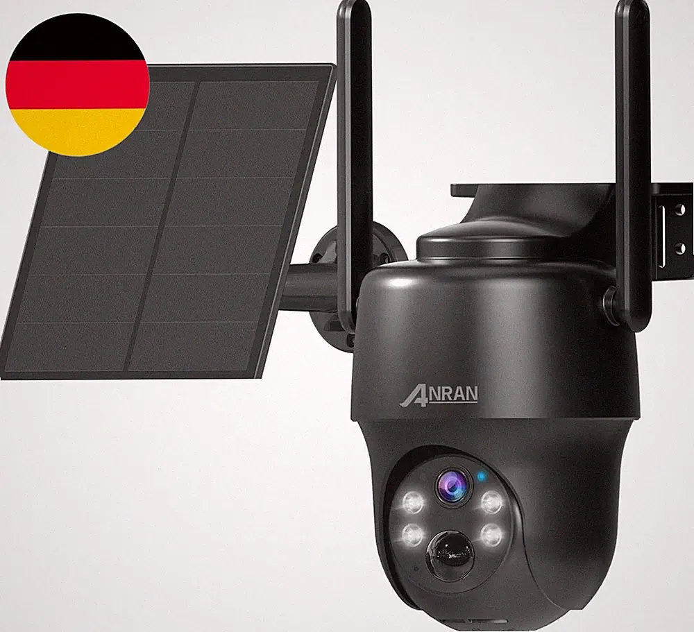 ANRAN 2K 4G LTE Überwachungskamera Außen SIM Karte 360° PTZ Solar Akku