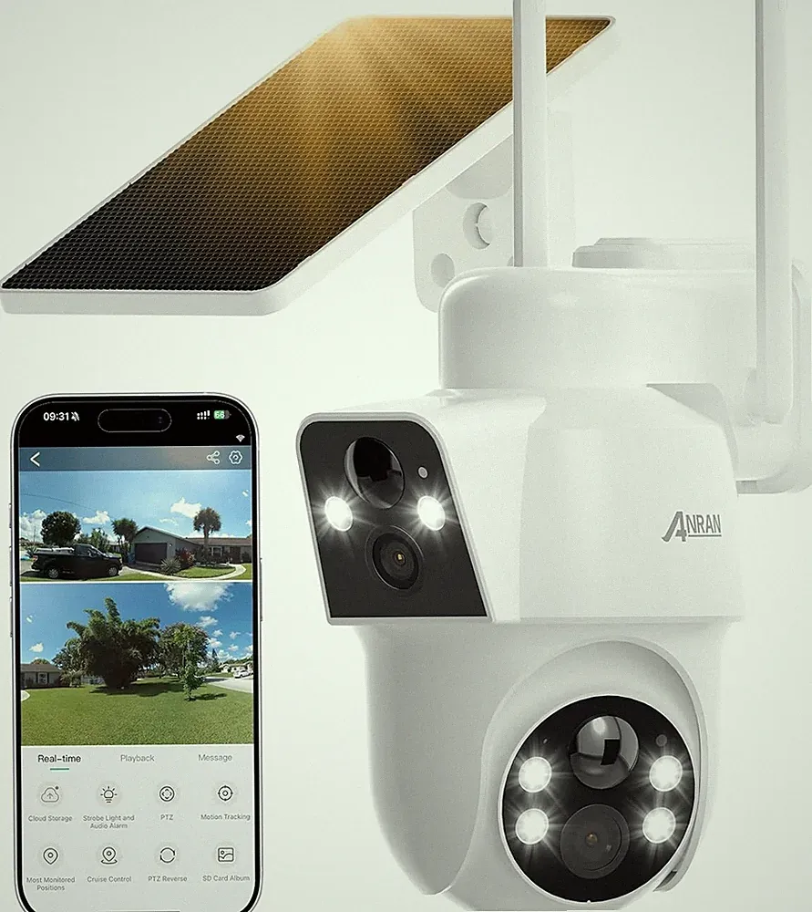 ANRAN 2MP+2MP Dual-Lens Überwachungskamera Solar WIFI6