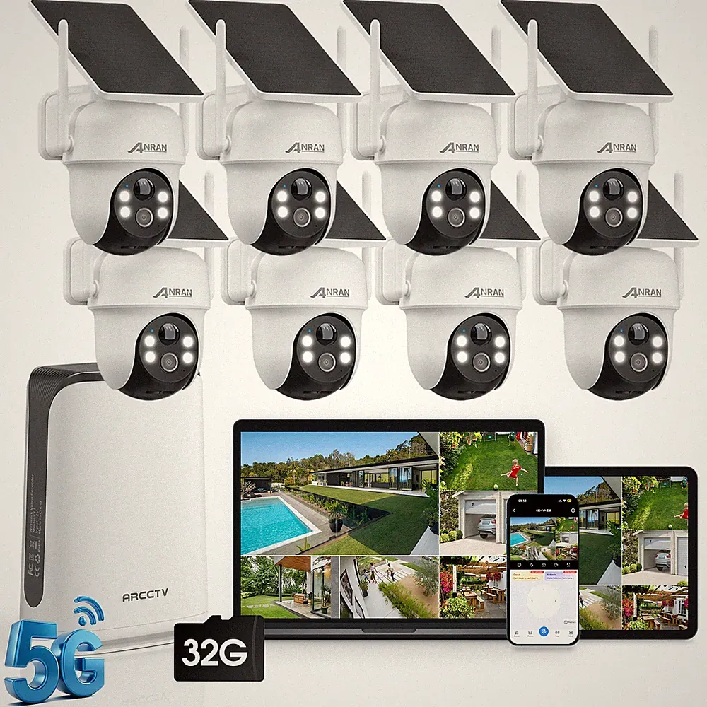 ANRAN 4MP Solar Kabellose Überwachungskamera Set Außen & Innen IP66 32GB 2-Audio