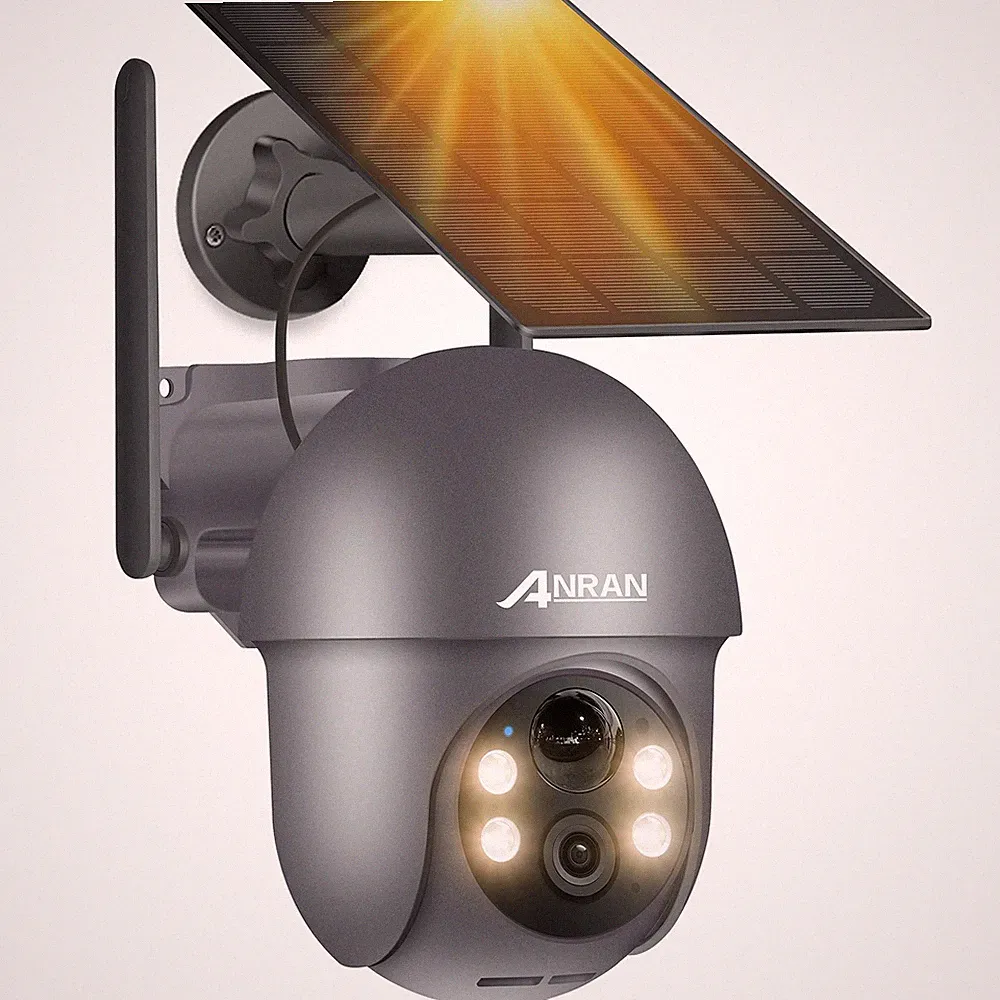 ANRAN 5MP Überwachungskamera Outdoor, 360° PTZ Solar/Batteriebetrieben WiFi CCTV