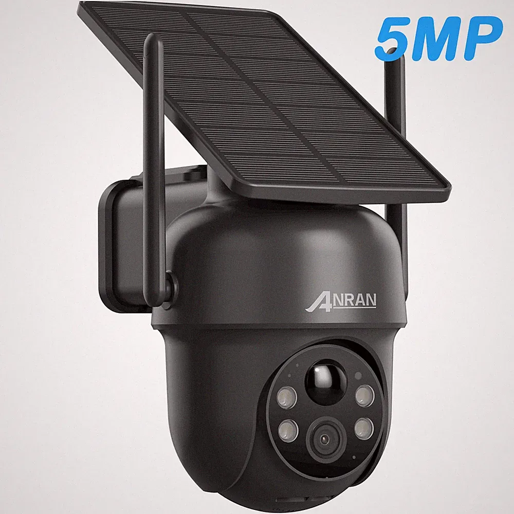 ANRAN 5MP WLAN PT Überwachungskamera Aussen Akku 355°/140° Schwenkbar 2-Wege-Aud
