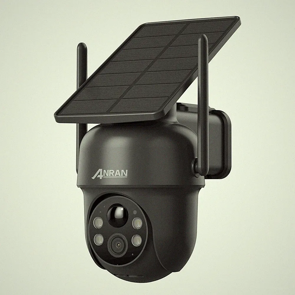 ANRAN 5MP WLAN Überwachungskamera Außen Nachtsicht Akku Solar 360° PTZ Kamera IR