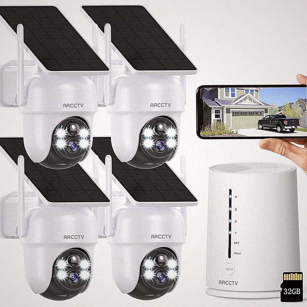 ANRAN Überwachungskamera Set Aussen WLAN Solar Akku Kamera FarbNachtsicht PTZ 4K