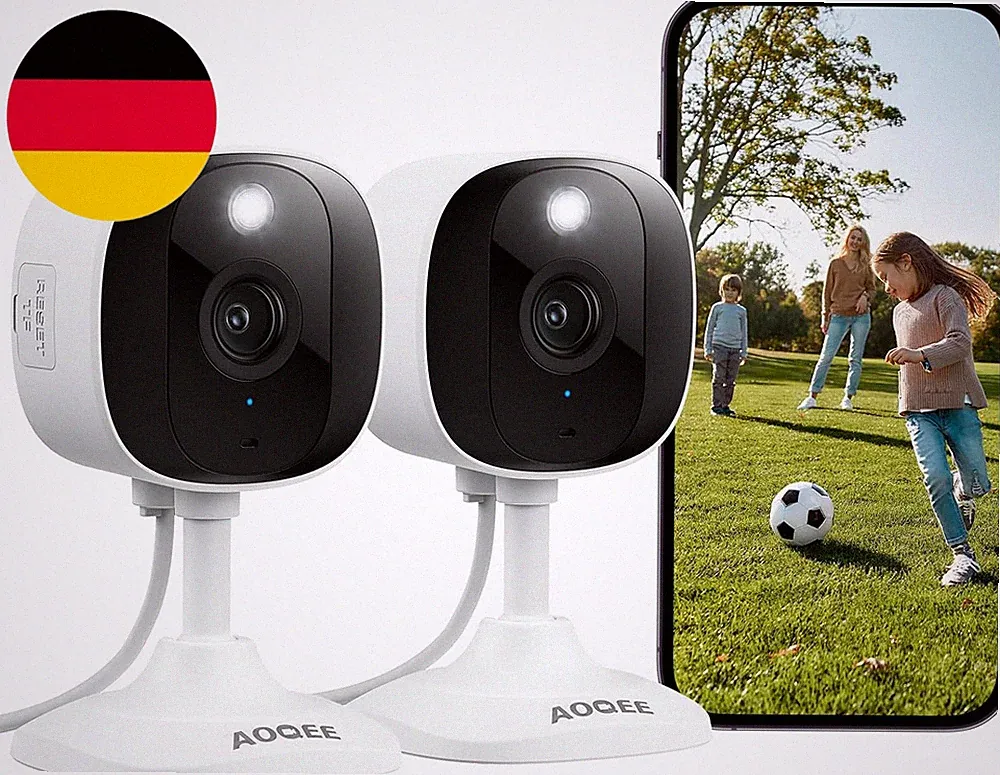 AOQEE 2K Überwachungskamera Aussen/Innen - Kamera Überwachung Aussen, WLAN Camer