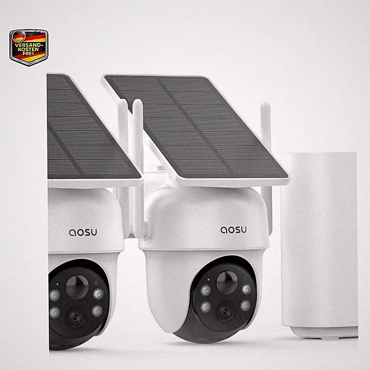 Aosu 2K Überwachungskamera Außen Akku Solar 2-Cam-Kit