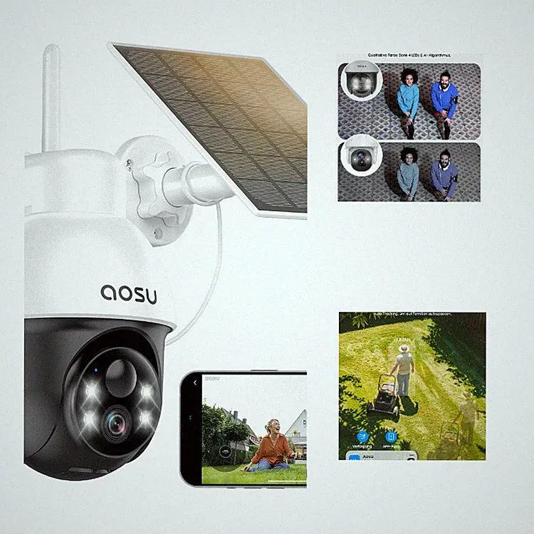 Aosu 2K Überwachungskamera Solar Akku 3MP 360 PTZ