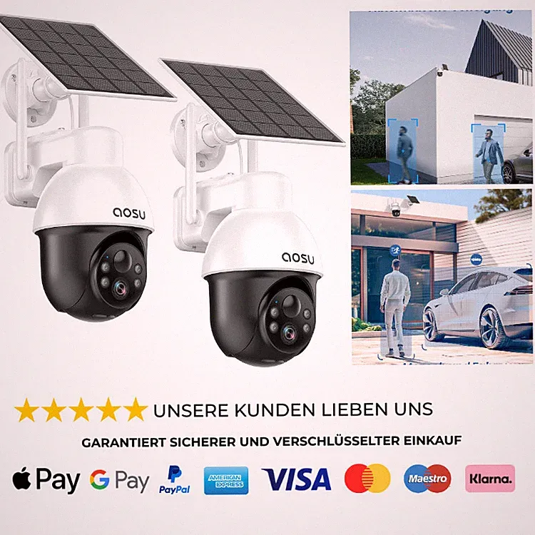 Aosu 3K Solar Außenkamera 5MP WLAN PTZ 360