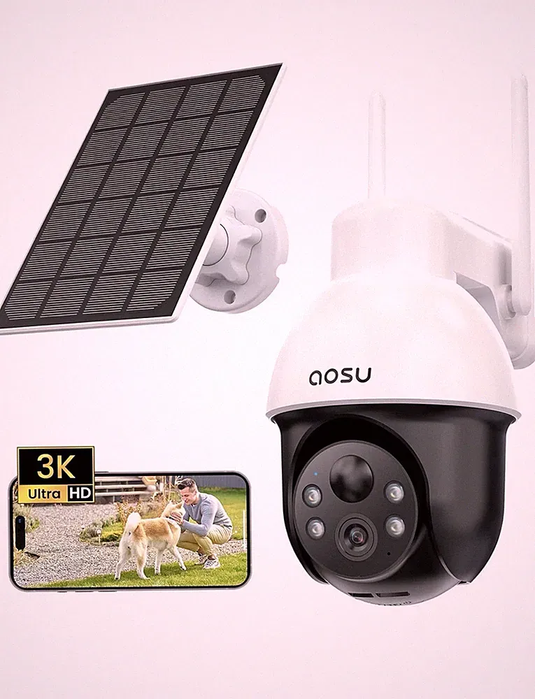 aosu 3K Überwachungskamera Aussen Solar, 5MP PTZ 360°Schwenken & Neigen