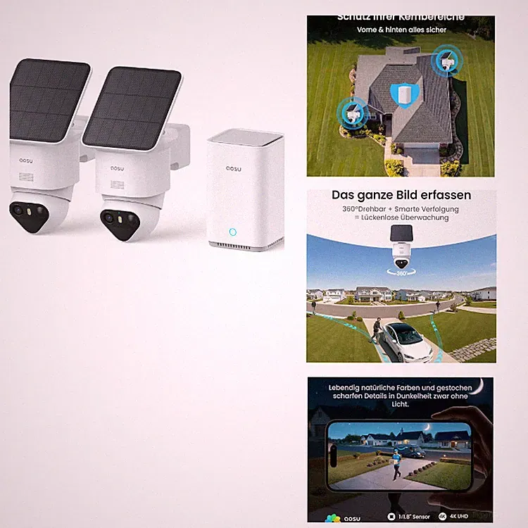 aosu T2 Ultra 4K Überwachungskamera Aussen Solar Akku TrueColor Nachtsicht
