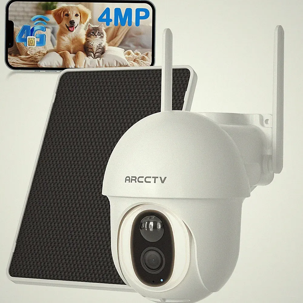 ARCCTV 4G LTE Solar Akku Überwachungskamera Aussen 360° PTZ Kamera mit SIM-Karte