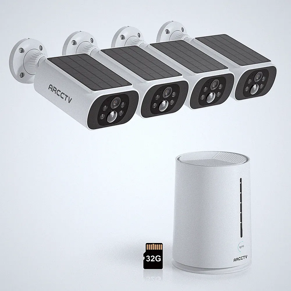 ARCCTV 4MP Kamera-Set Kabellose Solar-Überwachungskamera Außenbereich 32GB Audio