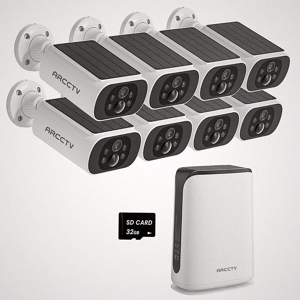 ARCCTV 4MP Überwachungskamera Kamera Set Außen Funk Wifi Solar Kamera 32GB