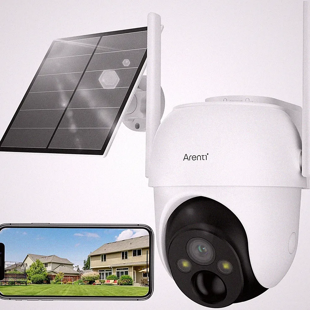ARENTI 2K Solarbetriebene Überwachungskamera Außen Kabellos, 3MP PTZ mit Weiß