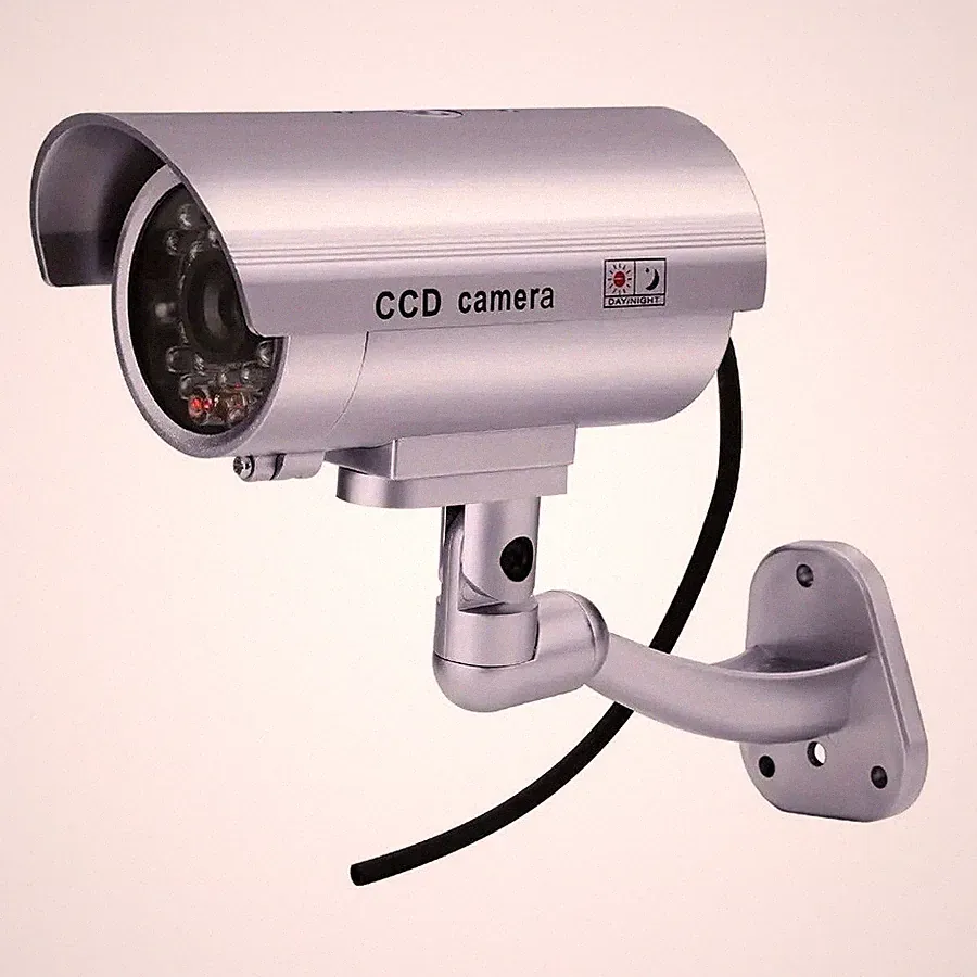 Attrappe Überwachungskamera Wasserdicht Innen Außen Fake CCTV Rot Blinkendes LED Licht