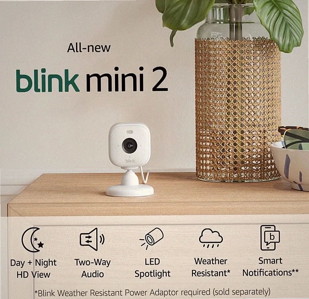 Beschädigte Verpackung, aber versiegelt - komplett neu Blink Mini 2 - Plug-in Smart Überwachungskamera
