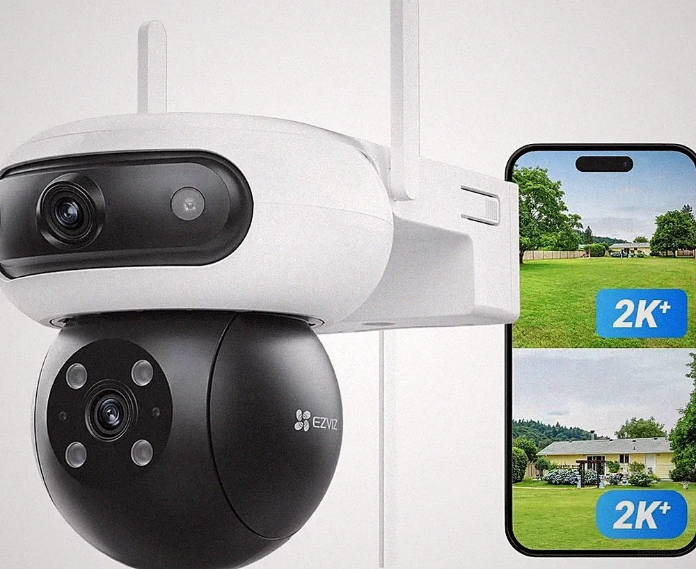 C90 Dual Lens 8MP (4MP 4MP) WLAN Outdoor Überwachungskamera 360° Überwachung