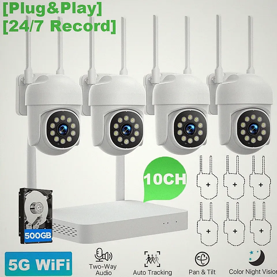 CAMCAMP 10CH NVR Überwachungskamera Set Aussen WLAN WiFi Kamera mit 2 Wege Audio