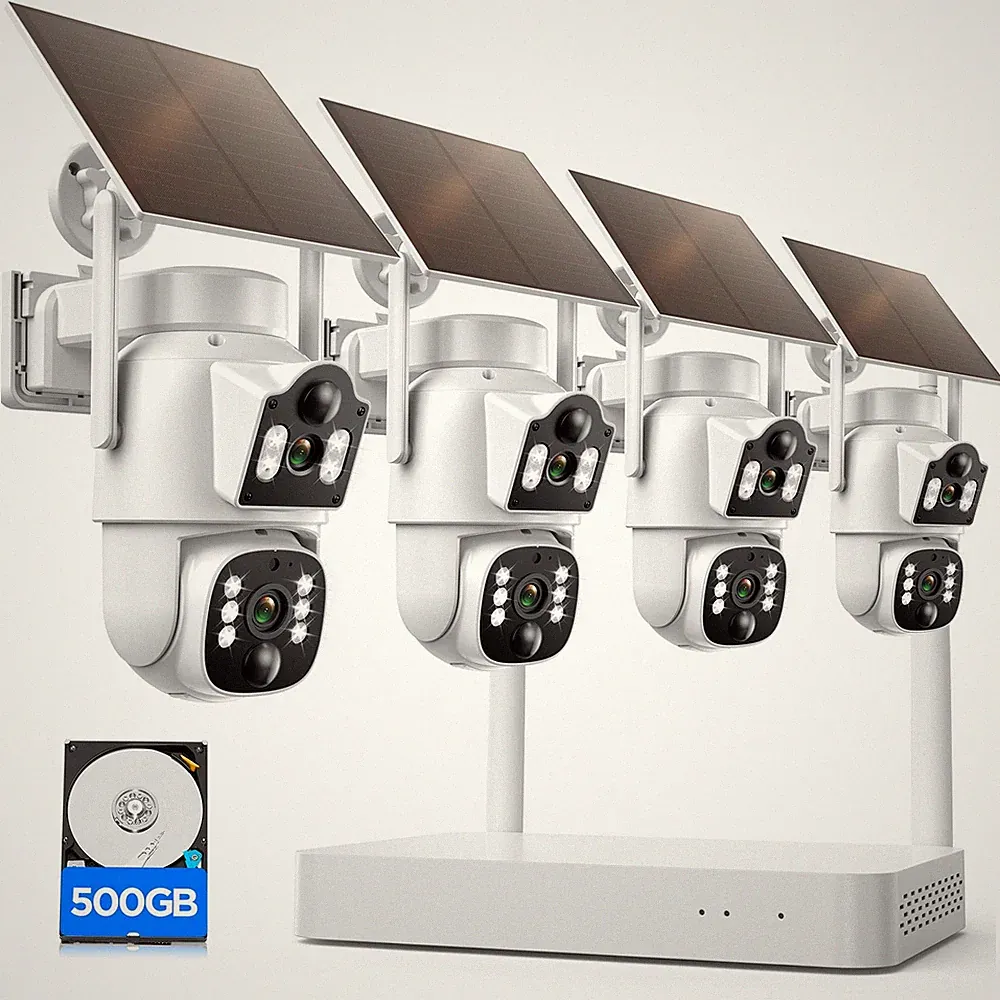 CAMCAMP 4PCS Solar Kamera FUNK Überwachungskamera Set