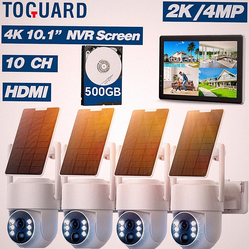 CAMCAMP Solar WLAN Kamera Set 4 Kameras 10CH NVR