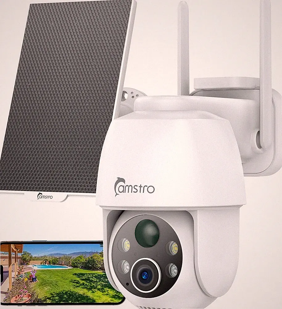 CAMSTRO 2K Solar Überwachungskamera kabellos Outdoor, 2,4GHz WiFi 6 | 360°PTZ
