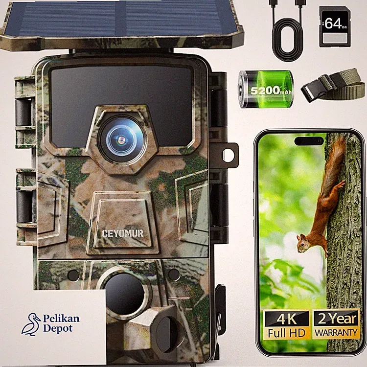 CEYOMUR Solar Wildkamera 4K 64MP Wi-Fi