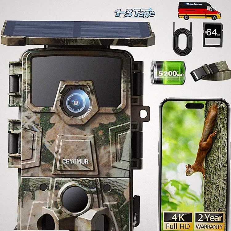 CEYOMUR Solar Wildkamera 4K 64MP Wi-Fi 6