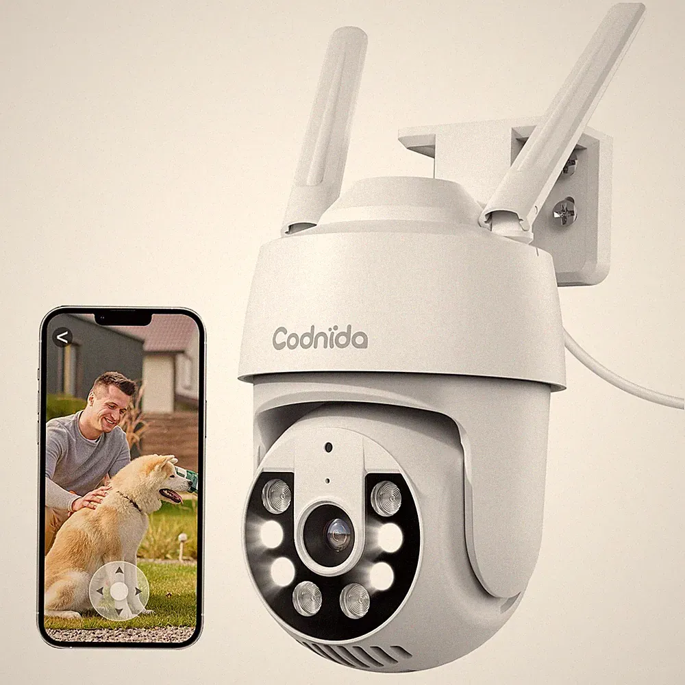 Codnida Überwachungskamera Außen 2K 360 HD 3MP Kunststoff mit Nachtsicht, WLAN