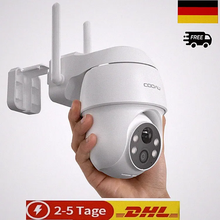 COOAU 2K Überwachungskamera Aussen Akku Kabellos WLAN 360