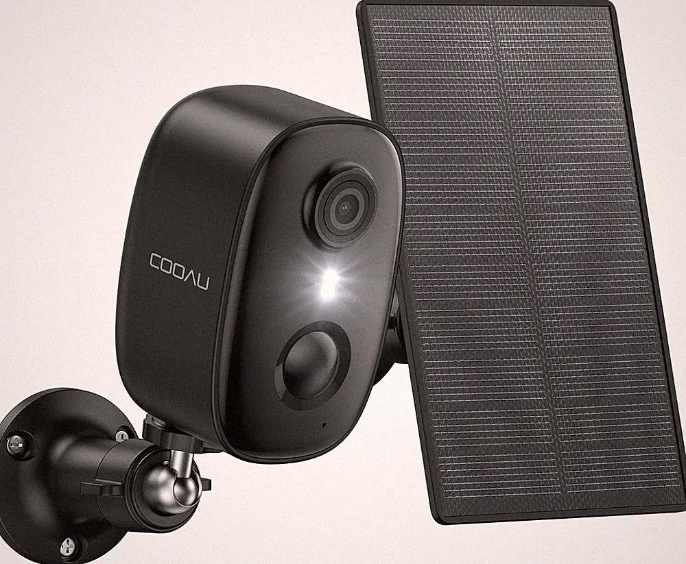 COOAU 2K Überwachungskamera Solar Akku PIR