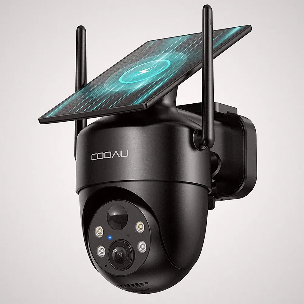 COOAU 3MP Überwachungskamera Aussen Akku WLAN Solar Nachtsicht PIR Wireless PTZ