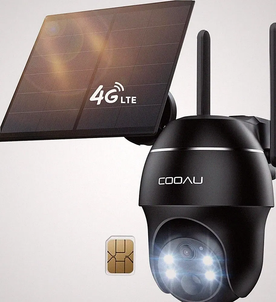 COOAU 4G LTE Solar Überwachungskamera - 2K 360° PTZ Außenkamera